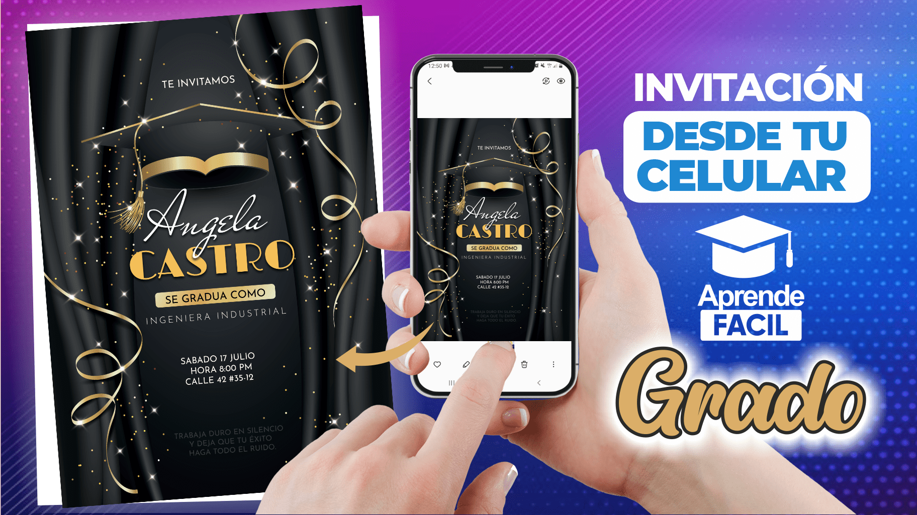 Como hacer Invitación de graduacion virtual en el celular Aprende Facil